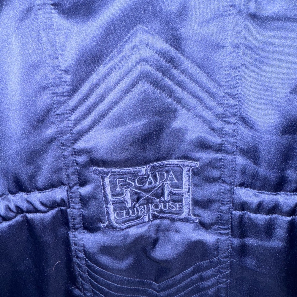 Escada Clubhouse Navy Vest Size 36 Satin Plaid Lining Equestrian - Picture 7 of 9
